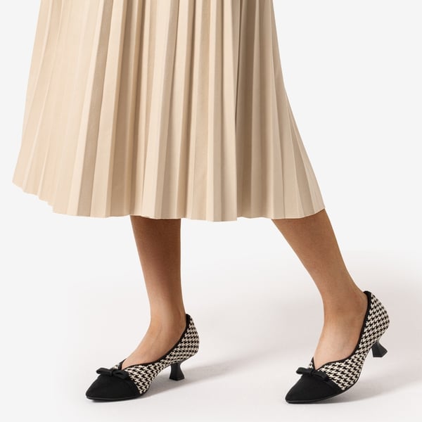Comfortable Dressy Bow Pumps - CHIDORI GRID - 1